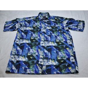 FUBU Shirt Mens Medium Collection Jeans Graffiti Button Up Vintage Retro Hip Hop